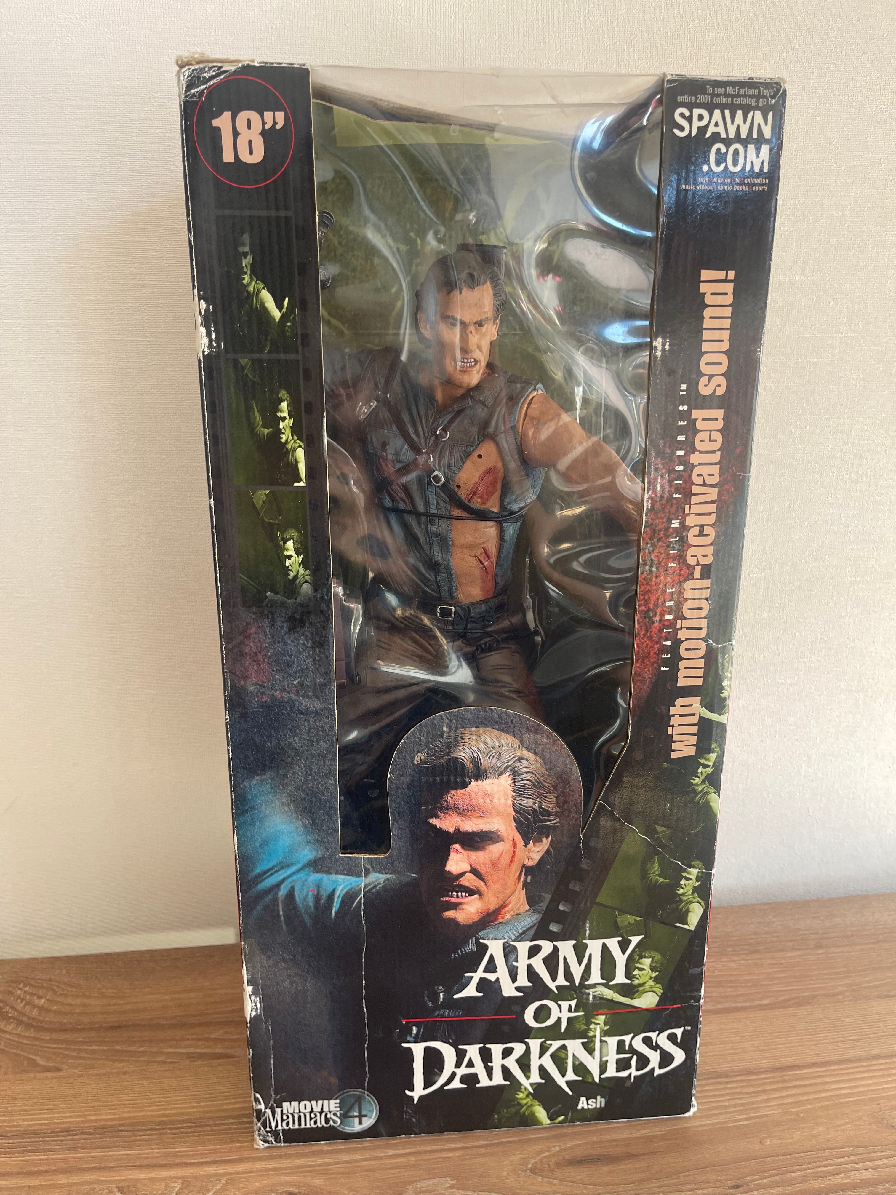 ASH THE ARMY OF DARKNESS MOVIE MANIACS SERIES 4 ESCALA 1/4 18” PULGADAS CON SONIDO Y SENSOR DE SONIDO AÑO 2001