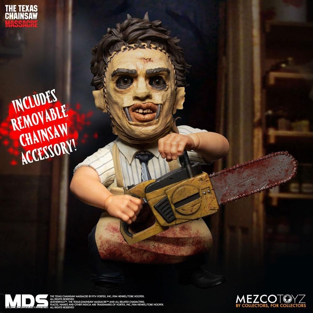 figura Mezco Designer Series (MDS) Leatherface está basada en la versión de 1974