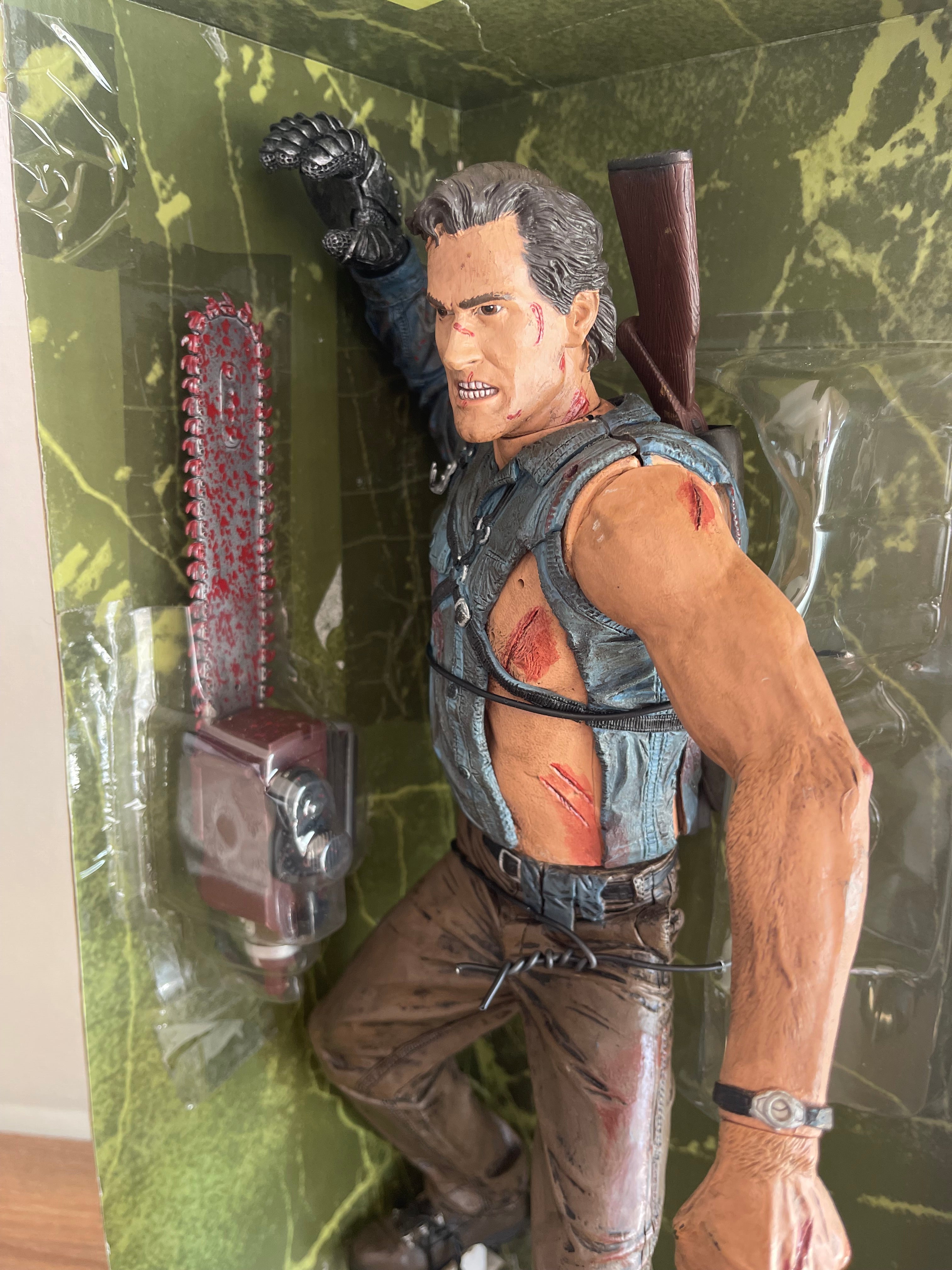 ASH THE ARMY OF DARKNESS MOVIE MANIACS SERIES 4 ESCALA 1/4 18” PULGADAS CON SONIDO Y SENSOR DE SONIDO AÑO 2001