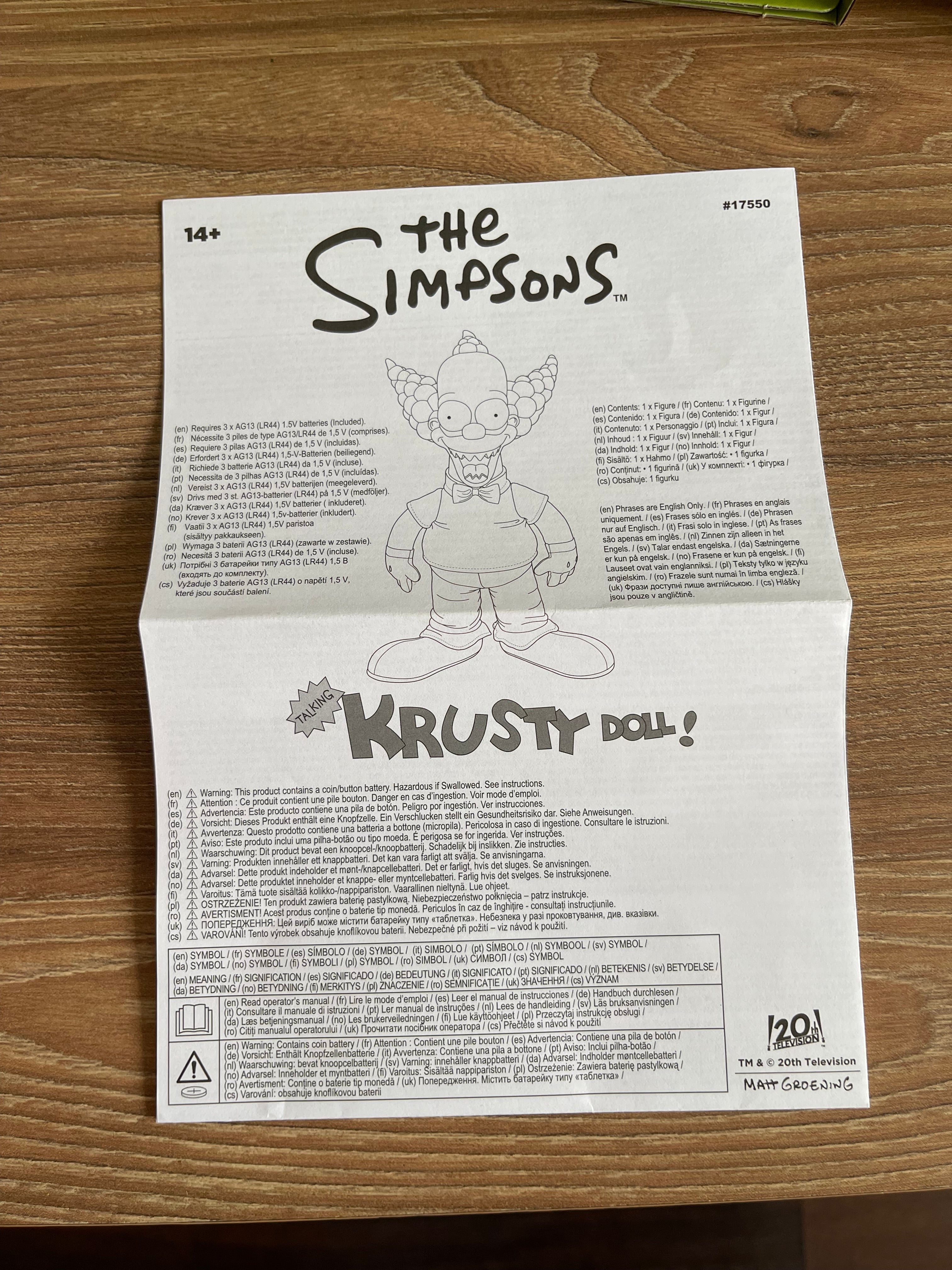 The Simpsons  Talking Krusty 16 Pulgadas JAKKS Pacific + Bart Simpsons de regalo 🎁 año 1998