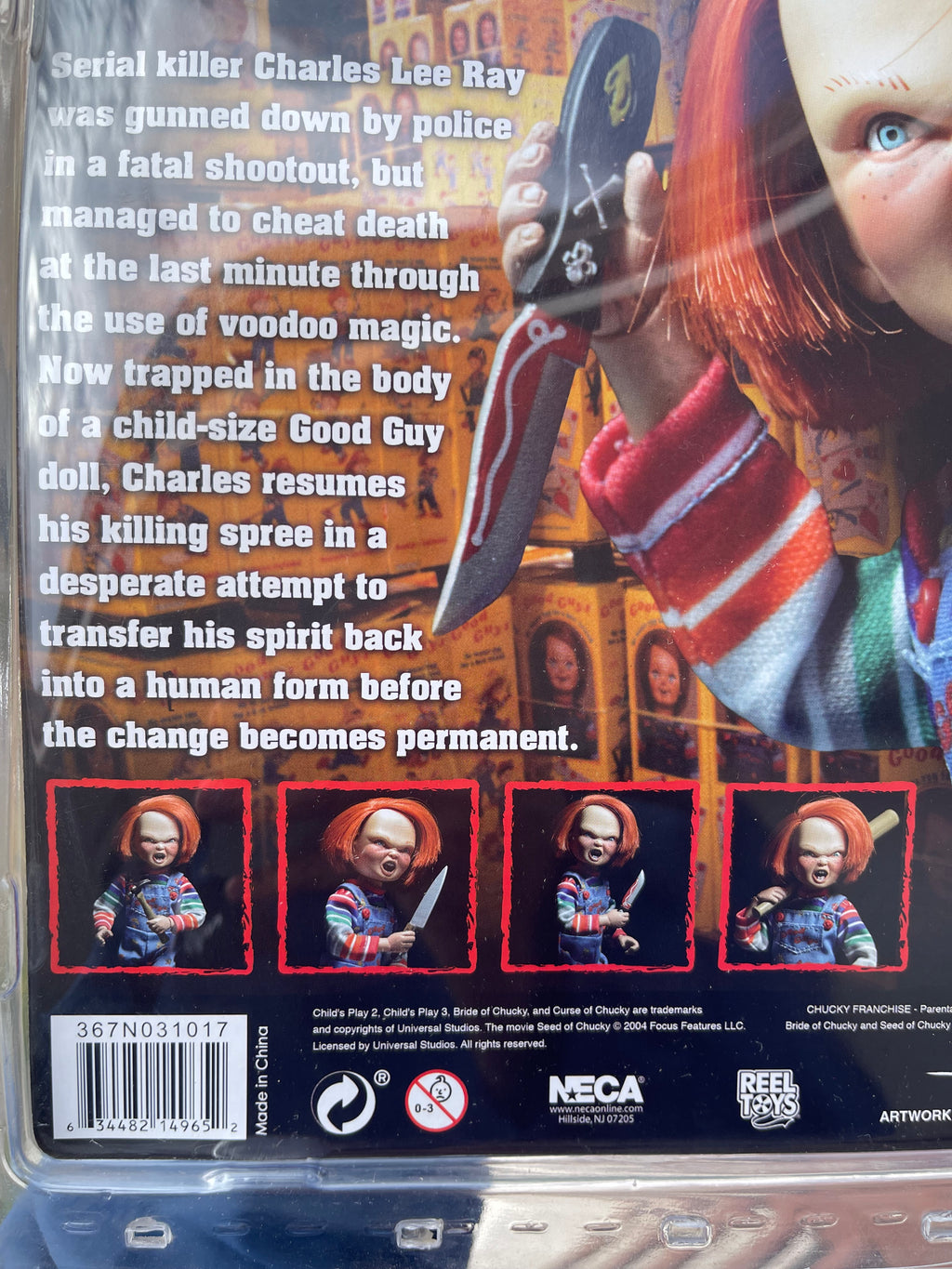 Chucky muñeco NECA Retro Cloth 8" con cuchillo